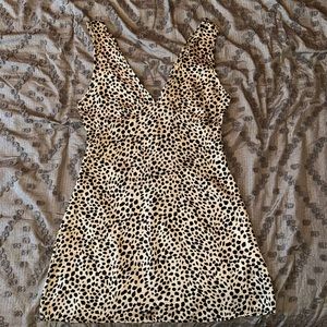 NWT Cheetah print v neck, tie-back, slip dress large